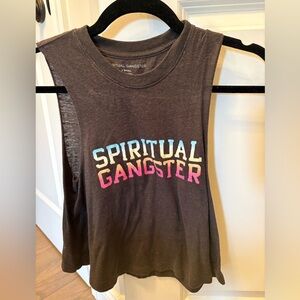 Spiritual Gangster Black Muscle Tank with Rainbow Gradient Logo